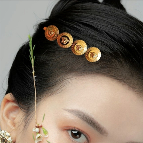 Versace Gold Medusa Hair Clip - Picture 8 of 14